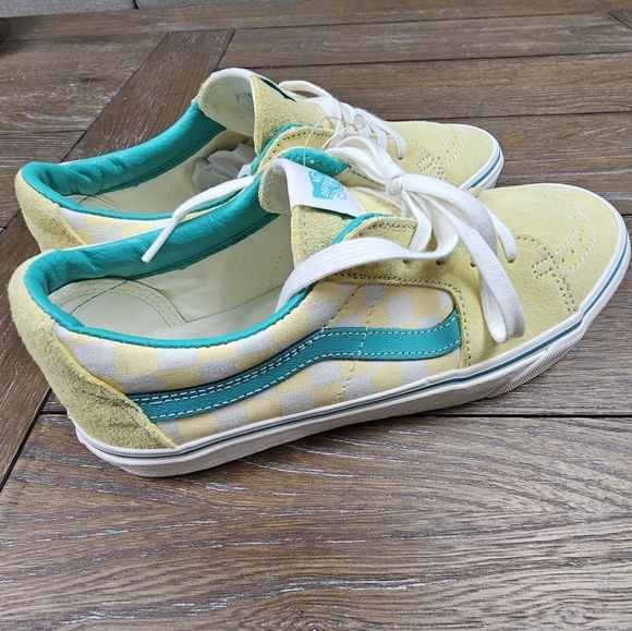 Vans Sk8-Low Checkerboard Banana Cream Sneakers, Men's Size 8.5, Women's 10 - Picture 1 of 9